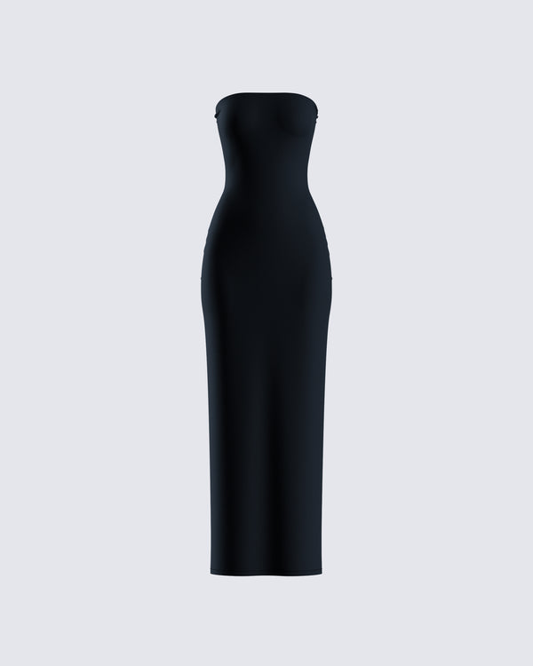 finesse Akari Black Jersey Tube Maxi Dress