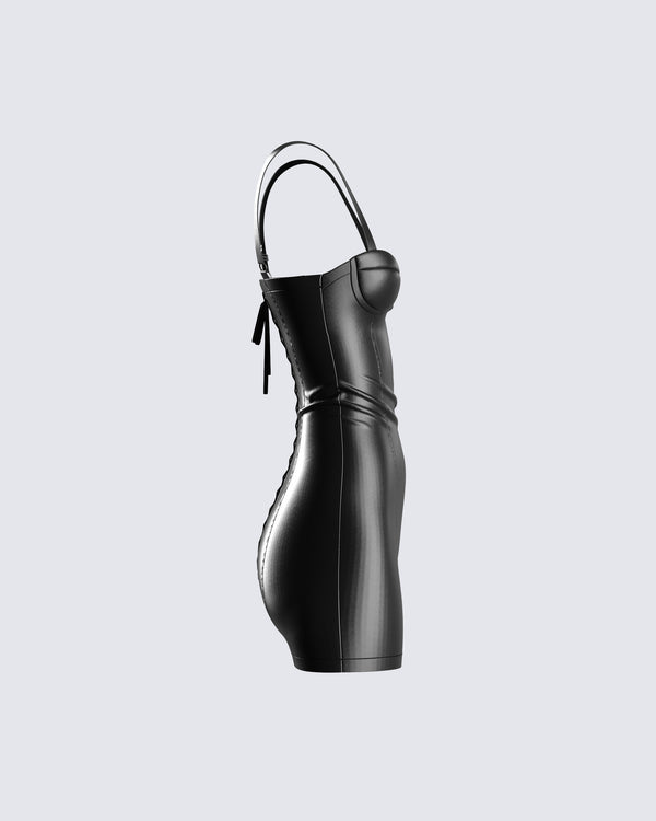 Finesse Alara Black Vegan Leather Dress