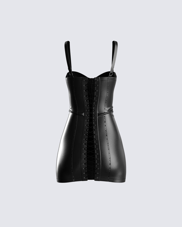 Finesse Alara Black Vegan Leather Dress