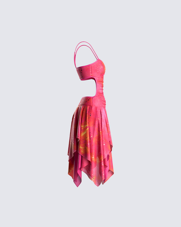 Finesse Alejandra Pink Handkerchief Dress