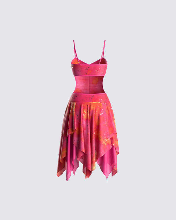 Finesse Alejandra Pink Handkerchief Dress
