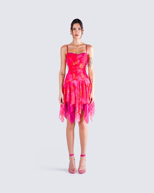 Finesse Alejandra Pink Handkerchief Dress