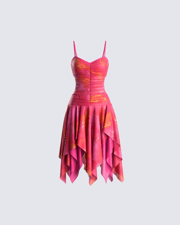 finesse Alejandra Pink Handkerchief Dress