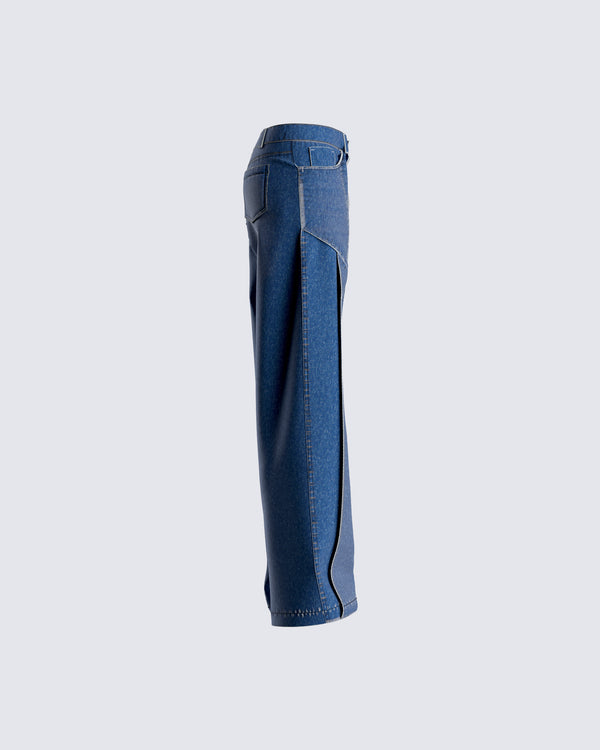 Finesse Alexander Blue Wide Leg Jeans