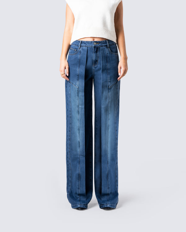 Finesse Alexander Blue Wide Leg Jeans