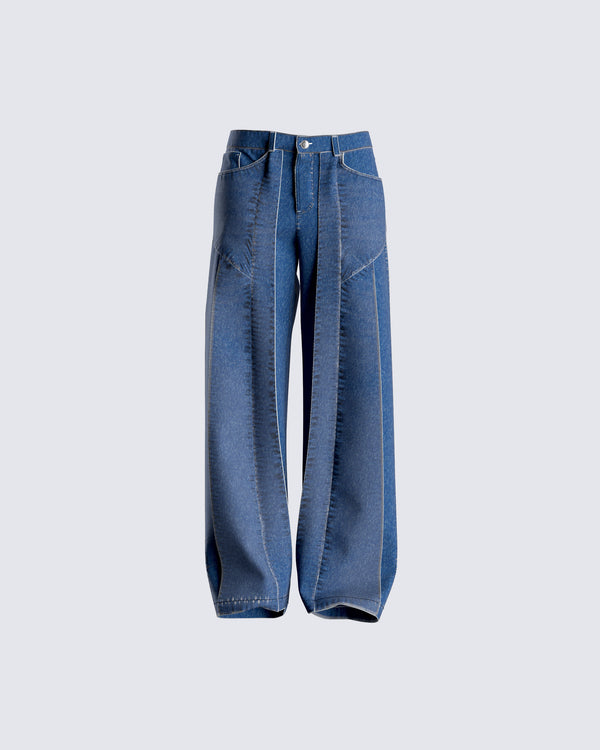 finesse Alexander Blue Wide Leg Jeans