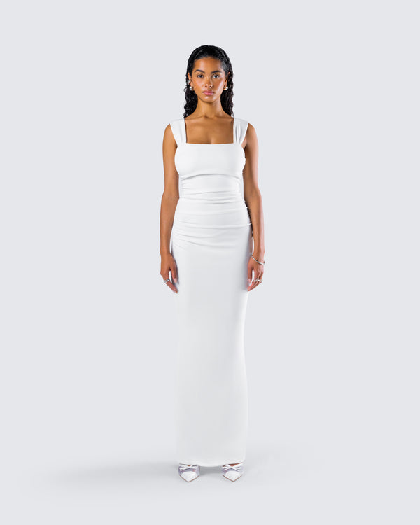 Finesse Alexandra White Jersey Maxi Dress
