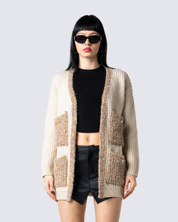 Finesse Alfie Beige Cardigan Top