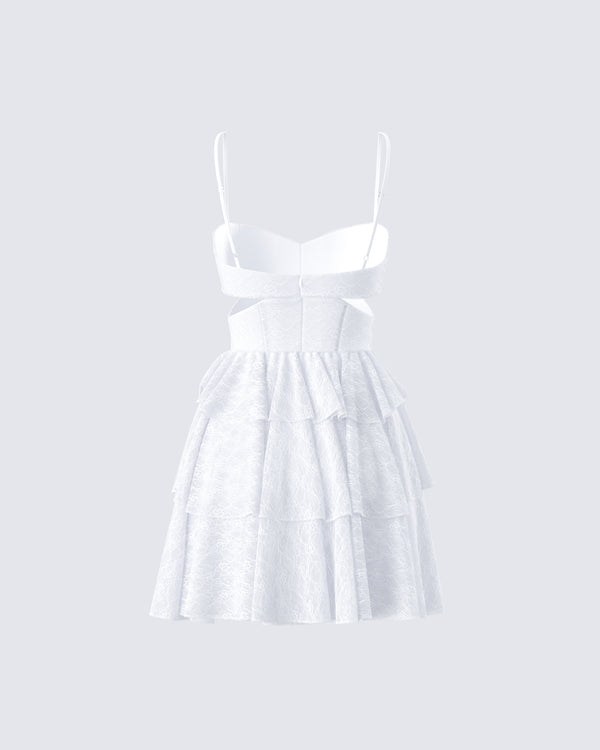 Finesse Alicia White Lace Mini Dress