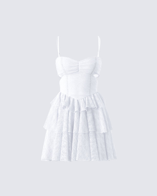 finesse Alicia White Lace Mini Dress