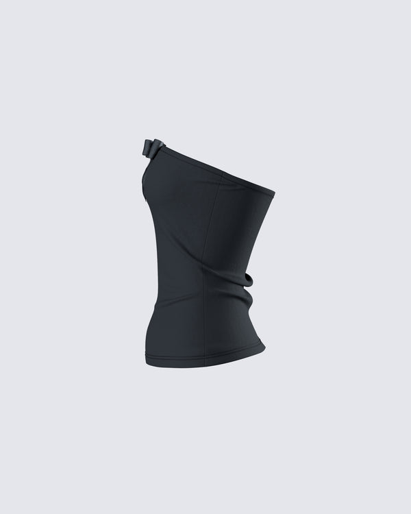 Finesse Aloa Black Bow Jersey Tube Top