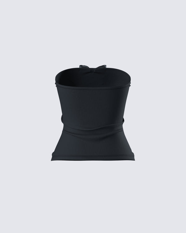 Finesse Aloa Black Bow Jersey Tube Top