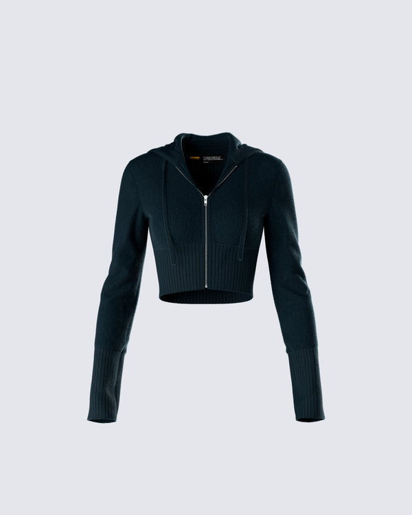 finesse Alyssa Black Knit Cropped Jacket