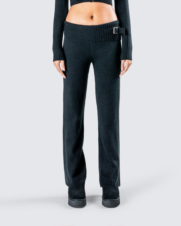 Finesse Alyssa Black Knit Pant