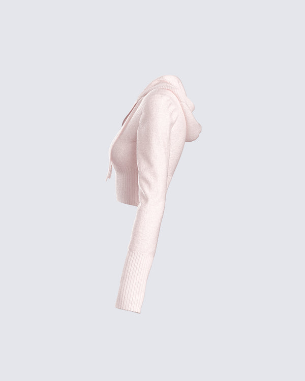 Finesse Alyssa Pink Knit Cropped Jacket