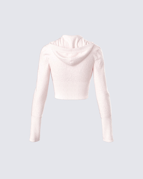 Finesse Alyssa Pink Knit Cropped Jacket