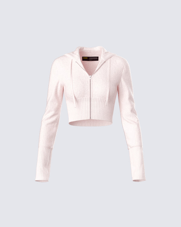finesse Alyssa Pink Knit Cropped Jacket