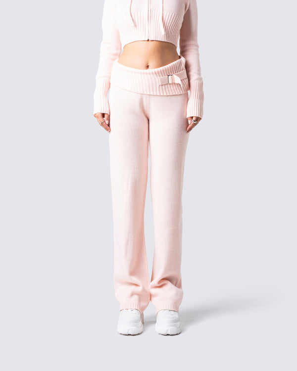 Finesse Alyssa Pink Knit Pant