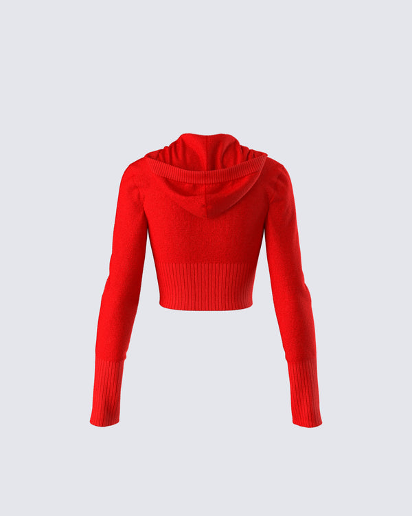 Finesse Alyssa Red Knit Cropped Jacket