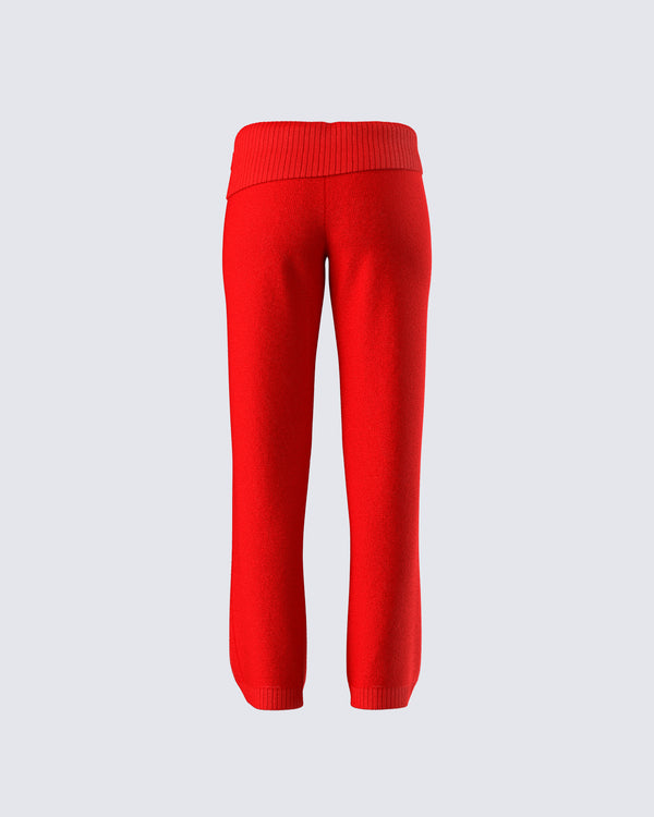 Finesse Alyssa Red Knit Pant
