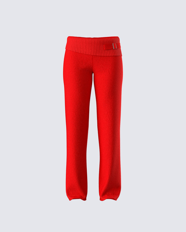 finesse Alyssa Red Knit Pant