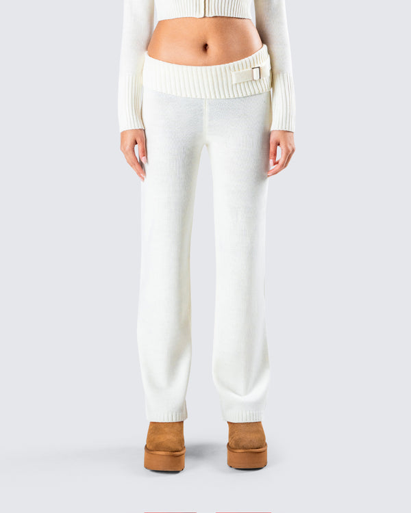 Finesse Alyssa White Knit Pant