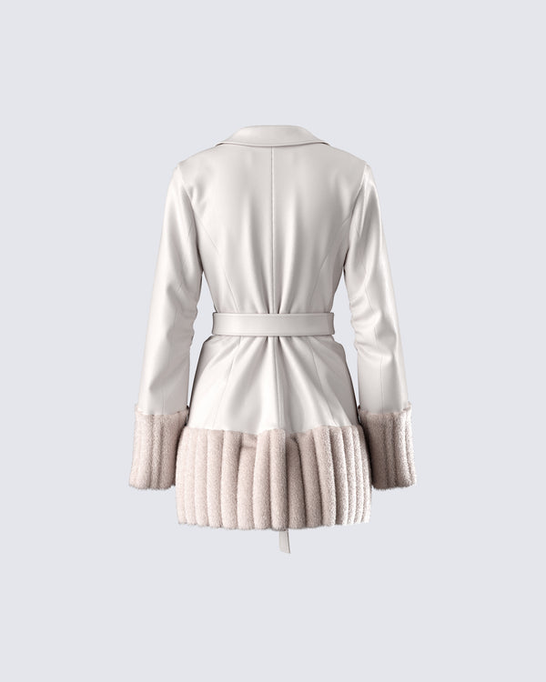 Finesse Amadee Ivory Vegan Leather Coat