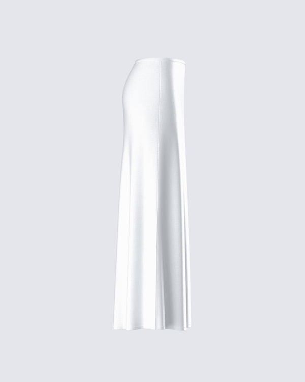 Finesse Amalie White Satin Maxi Skirt