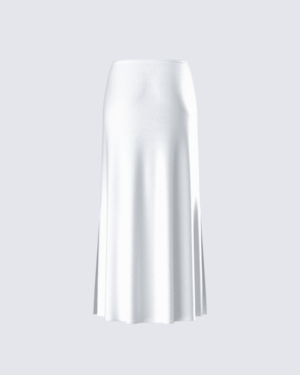 Finesse Amalie White Satin Maxi Skirt