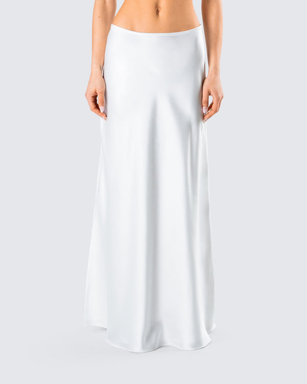 Finesse Amalie White Satin Maxi Skirt