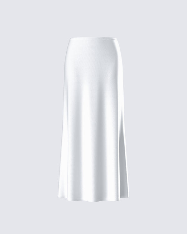 finesse Amalie White Satin Maxi Skirt