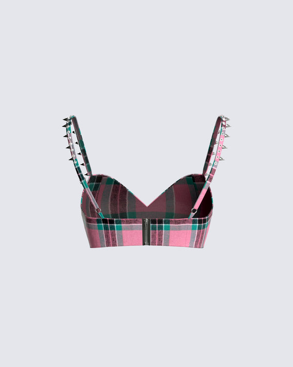 Finesse Amanda Multi Plaid Crop Top