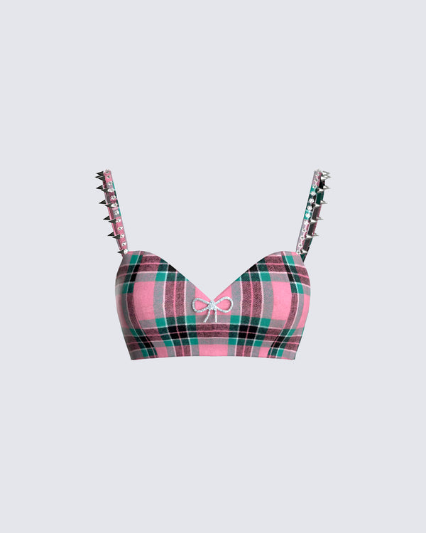 finesse Amanda Multi Plaid Crop Top