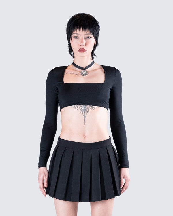 Finesse Amara Black Square Neck Top