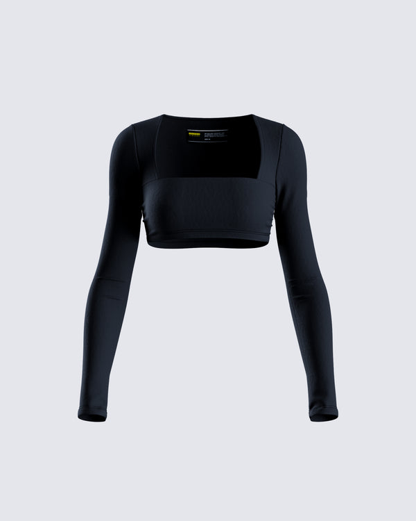 finesse Amara Black Square Neck Top