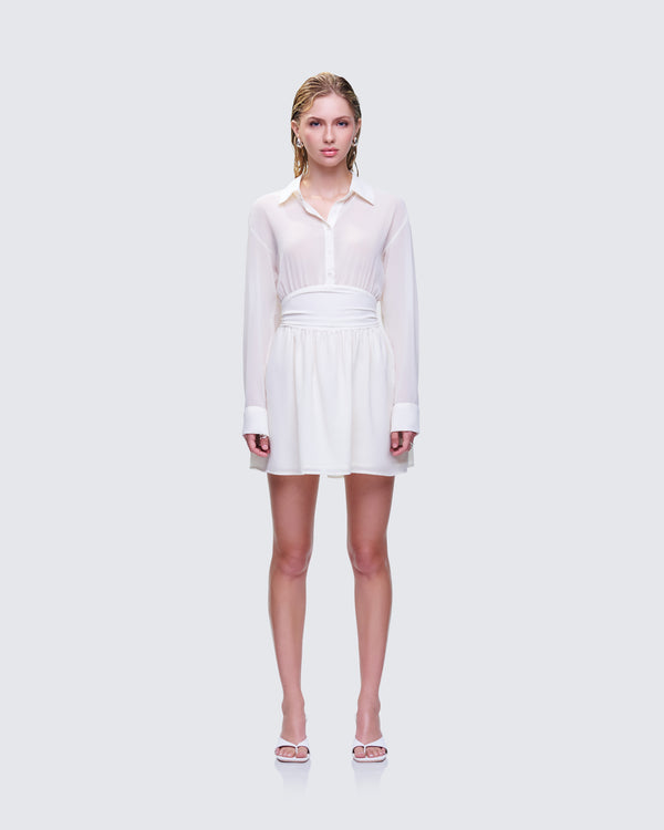 Finesse Amara Ivory Mini Shirt Dress