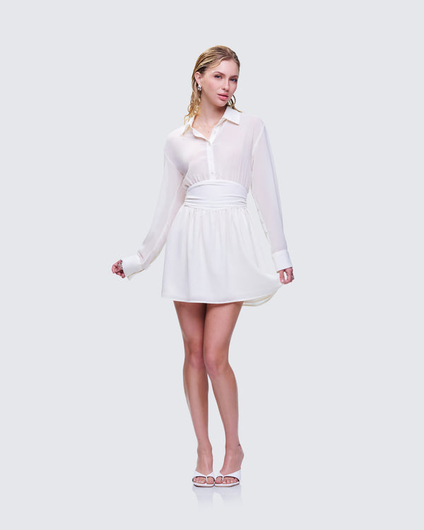Finesse Amara Ivory Mini Shirt Dress