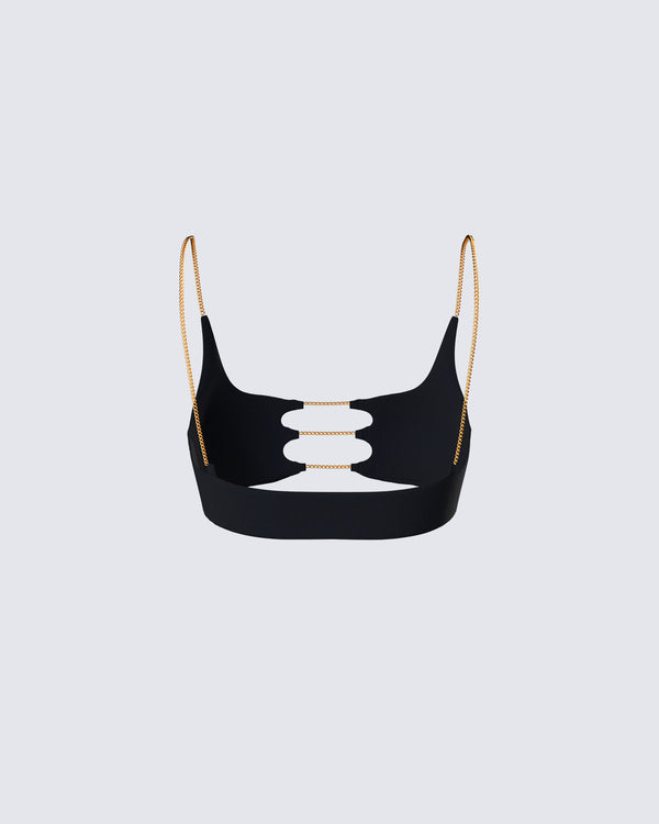 Finesse Amari Black Chain Cropped Top