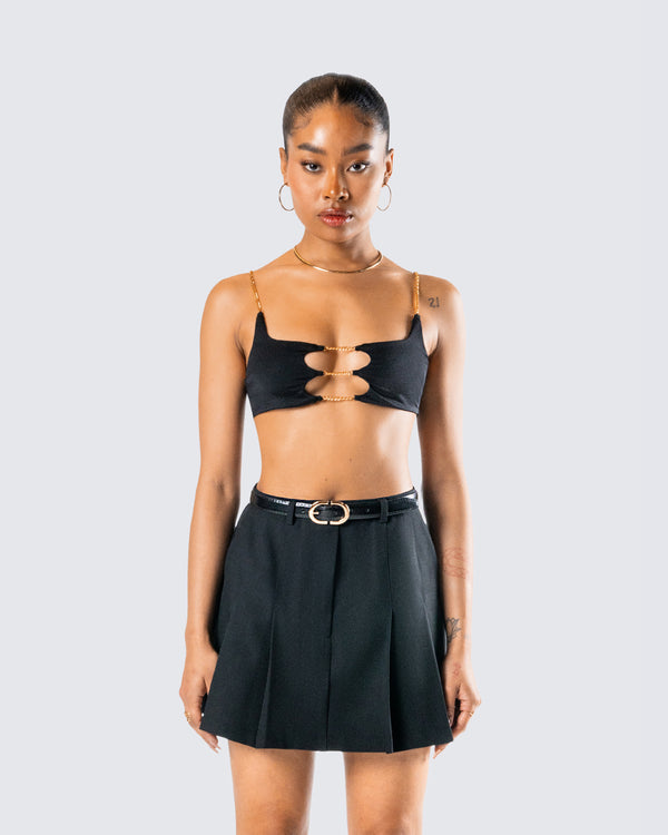 Finesse Amari Black Chain Cropped Top