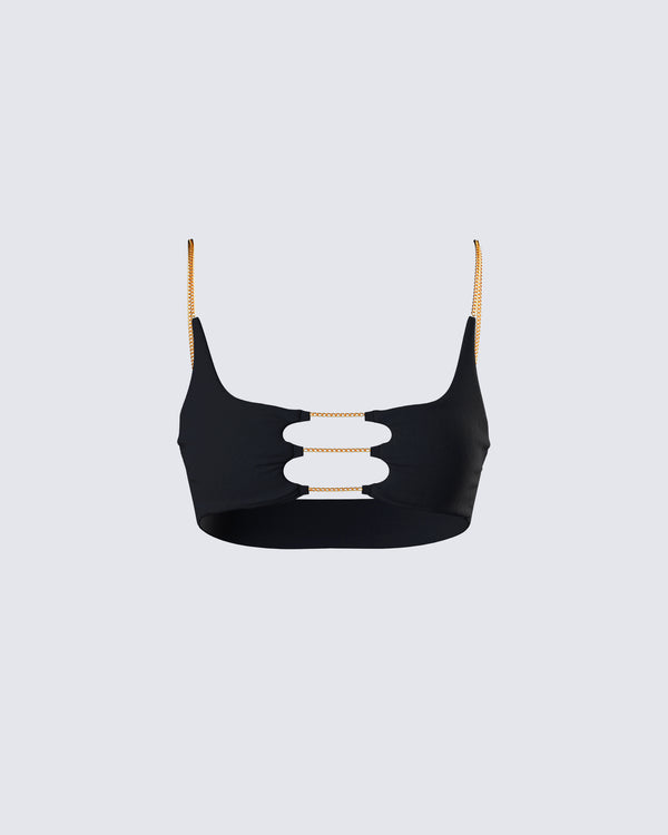 finesse Amari Black Chain Cropped Top