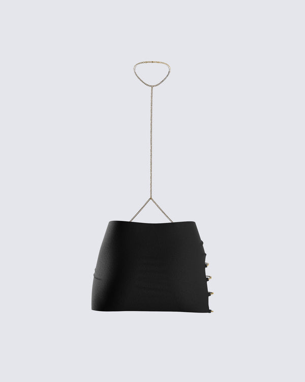 Finesse Amari Black Chain Mini Skirt