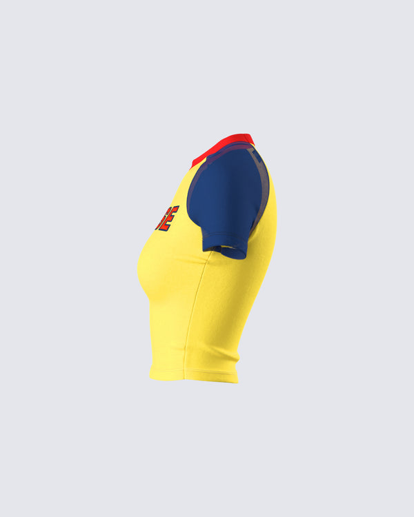 Finesse Amber Yellow Jersey Graphic Top