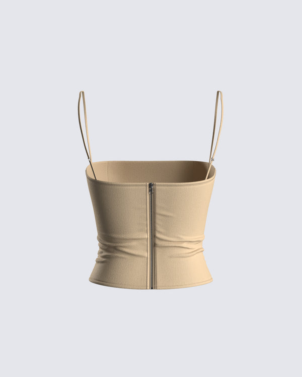 Finesse Amberly Beige Corset Top