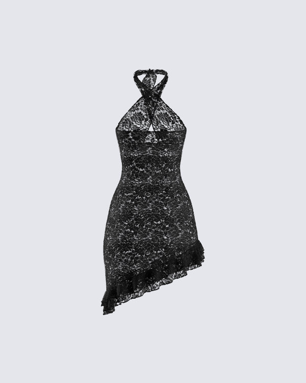 Finesse Ambra Black Lace Halter Dress