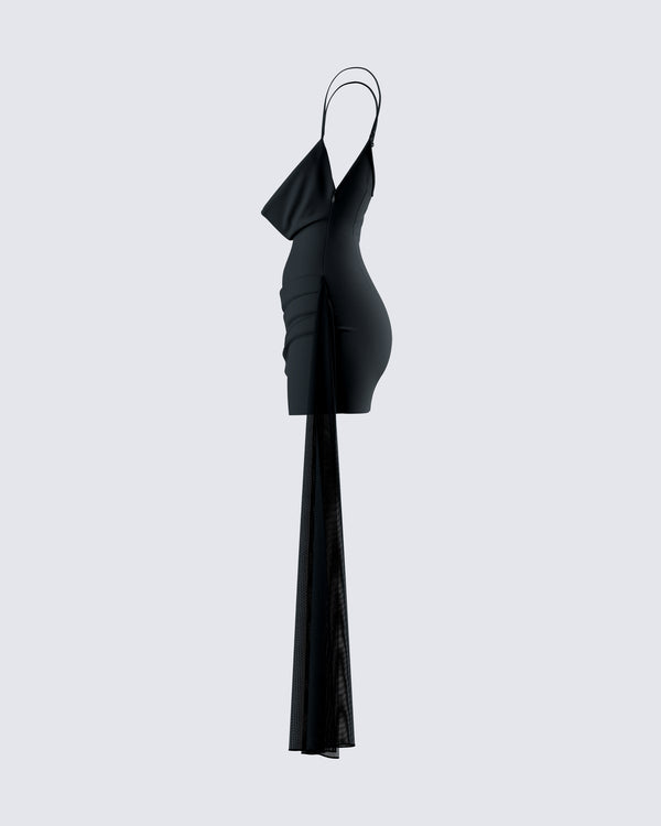 Finesse Amelie Black Draped Mini Skirt