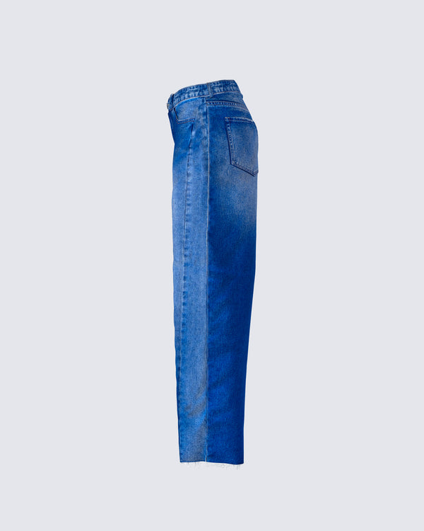 Finesse Amets Blue Denim Barrel Leg Jean