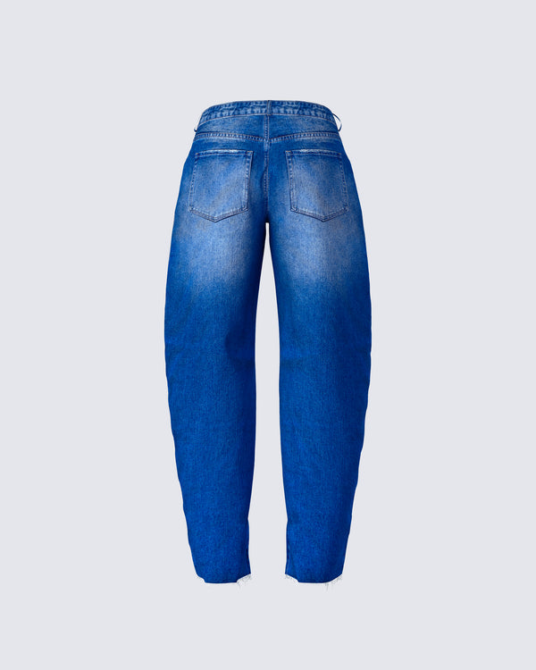 Finesse Amets Blue Denim Barrel Leg Jean