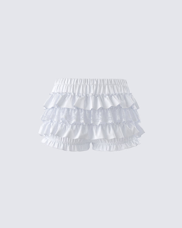 Finesse Amia White Ruffle Bloomer Micro Skort