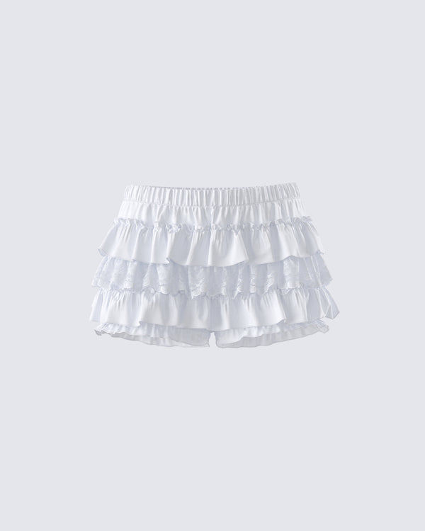 finesse Amia White Ruffle Bloomer Micro Skort