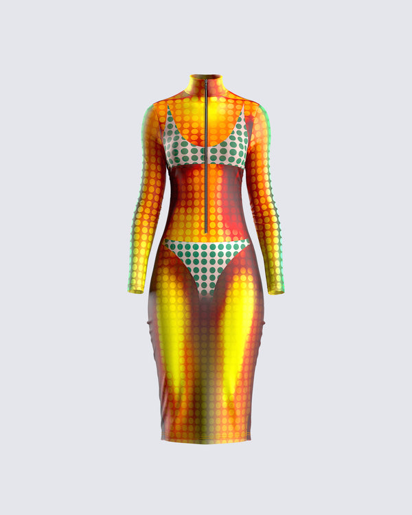 finesse Amira Multi Polka Dot Print Dress